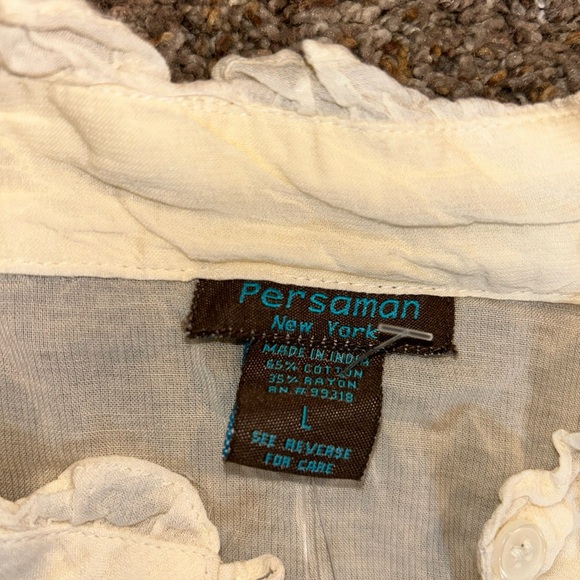 Persaman New York Women’s Long Sleeve Boho Style Cream Top Sz Sz Large NNT - Picture 8 of 11